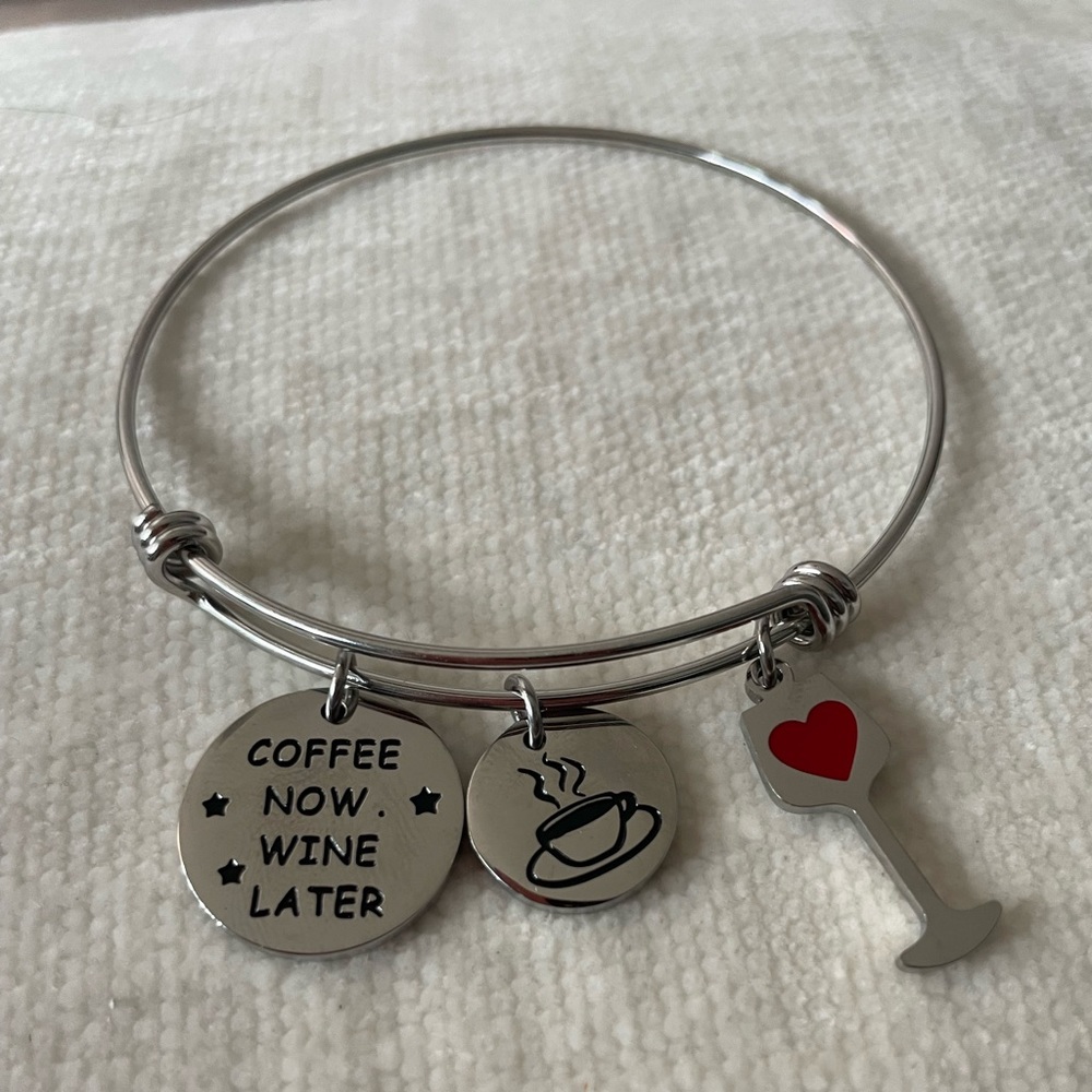 Coffee Now, Wine Later Charm Bracelet